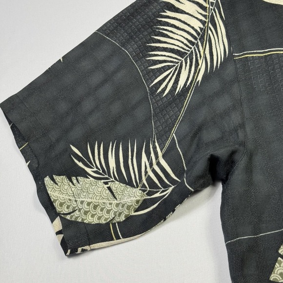 Tommy Bahama Shirt Mens XL Black Silk Hawaiian Palm Leaf Aloha Button Front - Picture 4 of 9